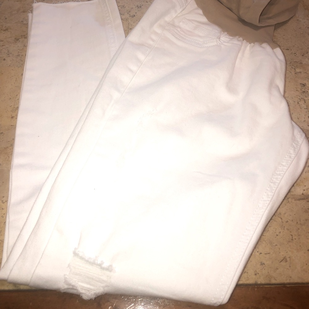 Jessica Simpson Maternity, white slightly distressed skinny jeans